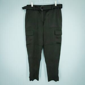 Theory Size 4 Black Hannon B Splendor Cargo Pocket Ankle Satin Dress Pants